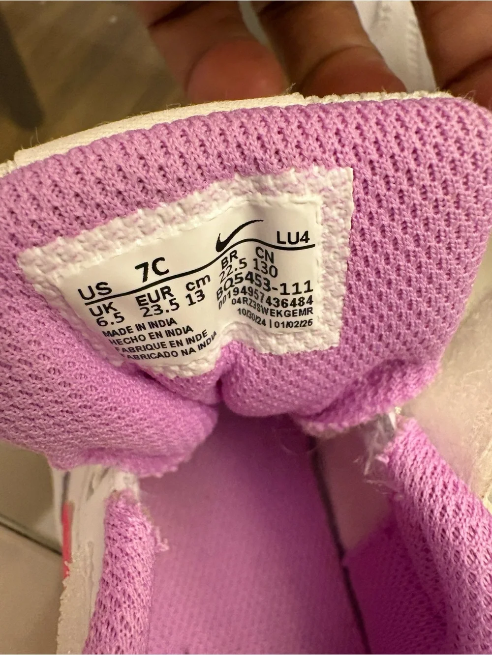Nike Toddler Sneakers White Pink Hook and Loop Size 7C